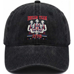 Dream Team of 1776 Funny Basketball 4th of July Founding Fathers Washed Cotton Baseball Cap