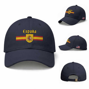 Espana Escudo Retro Spain Coat of Arms and Flag Español Baseball Cap TS11 Baseball Cap Universal Fit Navy Print Your Wear