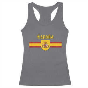 Espana Escudo Retro Spain Coat of Arms and Flag Español Racerback Tank Top TS11 Charcoal Print Your Wear