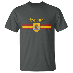 Espana Escudo Retro Spain Coat of Arms and Flag Español T Shirt TS11 Dark Heather Print Your Wear