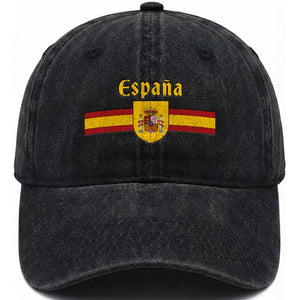 Espana Escudo Retro Spain Coat of Arms and Flag Español Washed Cotton Baseball Cap TS11 Print Your Wear