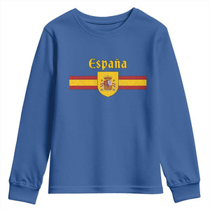 Espana Escudo Retro Spain Coat of Arms and Flag Español Youth Sweatshirt TS11 Royal Blue Print Your Wear