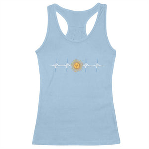 Argentina Sun of May Heartbeat ECG Pulse Argentine Pride Racerback Tank Top