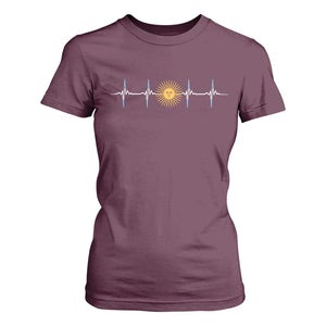 Argentina Sun of May Heartbeat ECG Pulse Argentine Pride T Shirt For Women