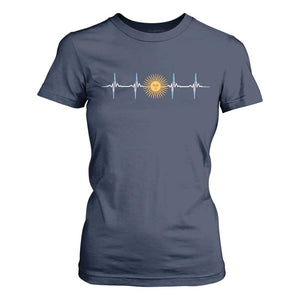 Argentina Sun of May Heartbeat ECG Pulse Argentine Pride T Shirt For Women