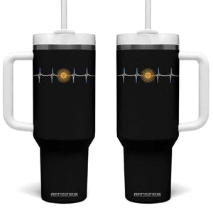 Argentina Sun of May Heartbeat ECG Pulse Argentine Pride Tumbler With Handle