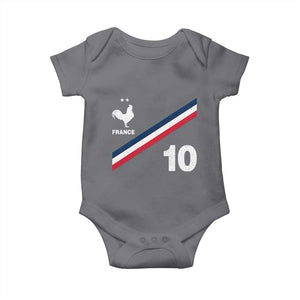 France Football Coq Baby Onesie French Flag Stripes Number 10 Athletic Soccer National Pride