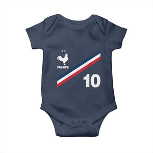 France Football Coq Baby Onesie French Flag Stripes Number 10 Athletic Soccer National Pride