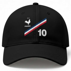 France Football Coq Baseball Cap French Flag Stripes Number 10 Athletic Soccer National Pride