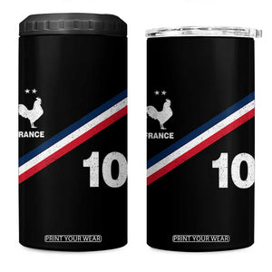 France Football Coq 4 in 1 Can Cooler Tumbler French Flag Stripes Number 10 Athletic Soccer National Pride