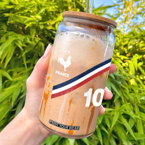France Football Coq Glass Can French Flag Stripes Number 10 Athletic Soccer National Pride
