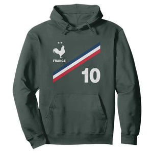 France Football Coq Hoodie French Flag Stripes Number 10 Athletic Soccer National Pride