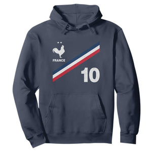 France Football Coq Hoodie French Flag Stripes Number 10 Athletic Soccer National Pride