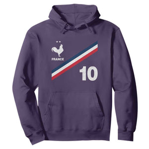 France Football Coq Hoodie French Flag Stripes Number 10 Athletic Soccer National Pride