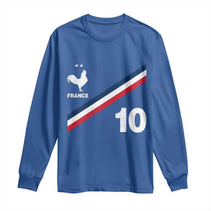 France Football Coq Long Sleeve Shirt French Flag Stripes Number 10 Athletic Soccer National Pride