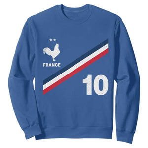 France Football Coq Sweatshirt French Flag Stripes Number 10 Athletic Soccer National Pride