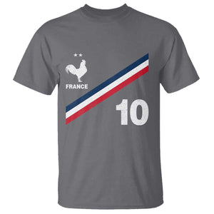 France Football Coq T Shirt French Flag Stripes Number 10 Athletic Soccer National Pride