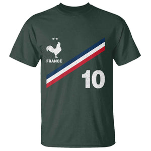 France Football Coq T Shirt French Flag Stripes Number 10 Athletic Soccer National Pride