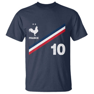 France Football Coq T Shirt French Flag Stripes Number 10 Athletic Soccer National Pride