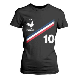 France Football Coq T Shirt For Women French Flag Stripes Number 10 Athletic Soccer National Pride