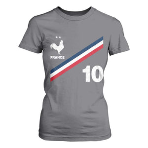 France Football Coq T Shirt For Women French Flag Stripes Number 10 Athletic Soccer National Pride