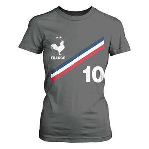 France Football Coq T Shirt For Women French Flag Stripes Number 10 Athletic Soccer National Pride