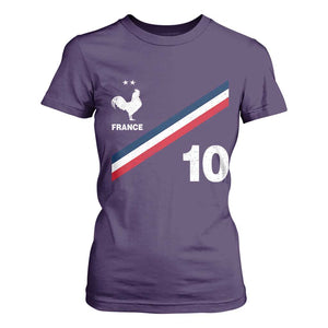 France Football Coq T Shirt For Women French Flag Stripes Number 10 Athletic Soccer National Pride