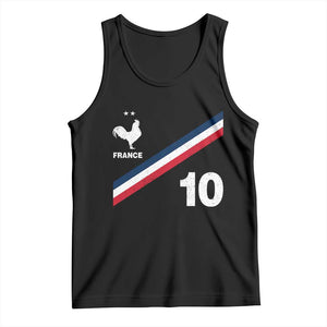 France Football Coq Tank Top French Flag Stripes Number 10 Athletic Soccer National Pride