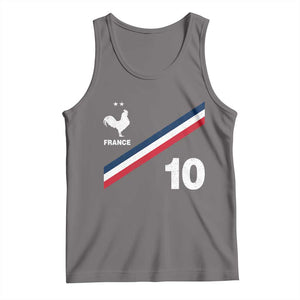 France Football Coq Tank Top French Flag Stripes Number 10 Athletic Soccer National Pride