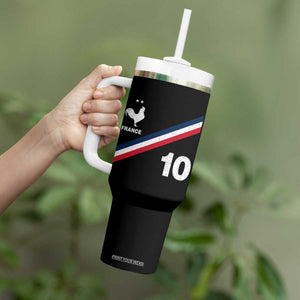 France Football Coq Tumbler With Handle French Flag Stripes Number 10 Athletic Soccer National Pride