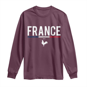 France Gallic Rooster Sports Throwback Design Vintage French Flag Long Sleeve Shirt