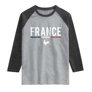 France Gallic Rooster Sports Throwback Design Vintage French Flag Raglan Shirt