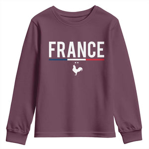 France Gallic Rooster Sports Throwback Design Vintage French Flag Youth Sweatshirt