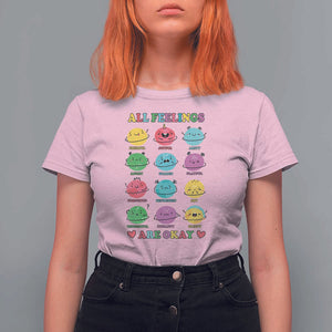 All Feelings Are Okay T Shirt For Women School Teacher Psychologist Counselor Planets Back To School TS11 Light Pink Print Your Wear
