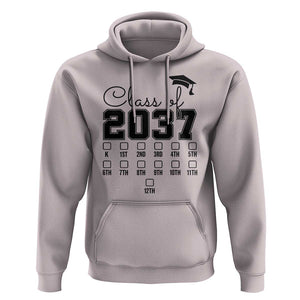 Class of 2037 Hoodie Grow With Me Pre-k To 12th Grade Handprint Mortarboard TS11 Ice Gray Print Your Wear