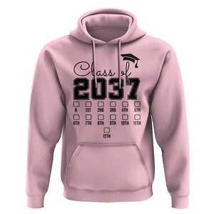 Class of 2037 Hoodie Grow With Me Pre-k To 12th Grade Handprint Mortarboard TS11 Light Pink Print Your Wear