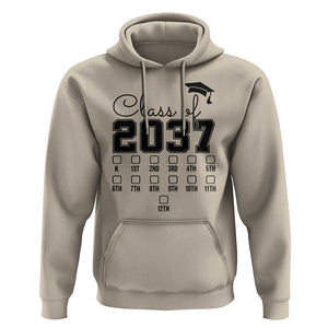 Class of 2037 Hoodie Grow With Me Pre-k To 12th Grade Handprint Mortarboard TS11 Sand Print Your Wear