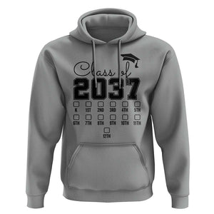 Class of 2037 Hoodie Grow With Me Pre-k To 12th Grade Handprint Mortarboard TS11 Sport Gray Print Your Wear