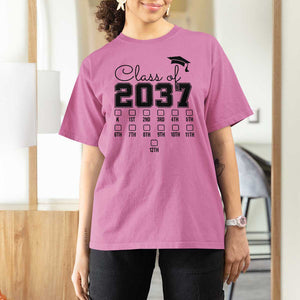 Class of 2037 T Shirt For Women Grow With Me Pre-k To 12th Grade Handprint Mortarboard TS11 Azalea Print Your Wear