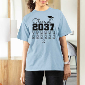 Class of 2037 T Shirt For Women Grow With Me Pre-k To 12th Grade Handprint Mortarboard TS11 Light Blue Print Your Wear