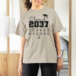 Class of 2037 T Shirt For Women Grow With Me Pre-k To 12th Grade Handprint Mortarboard TS11 Sand Print Your Wear