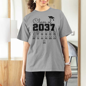 Class of 2037 T Shirt For Women Grow With Me Pre-k To 12th Grade Handprint Mortarboard TS11 Sport Gray Print Your Wear