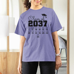Class of 2037 T Shirt For Women Grow With Me Pre-k To 12th Grade Handprint Mortarboard TS11 Violet Print Your Wear