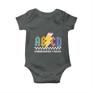 ABCD Kindergarten Rock And Roll Baby Onesie Teachers Back To School TS11 Dark Heather Print Your Wear