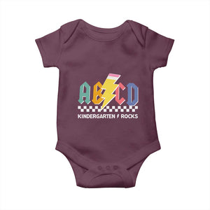ABCD Kindergarten Rock And Roll Baby Onesie Teachers Back To School TS11 Maroon Print Your Wear