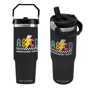ABCD Kindergarten Rock And Roll Flip Straw Tumbler Teachers Back To School TS11 One Size: 30 oz Black Print Your Wear