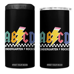 ABCD Kindergarten Rock And Roll 4 in 1 Can Cooler Tumbler Teachers Back To School TS11 One Size: 16 oz Black Print Your Wear