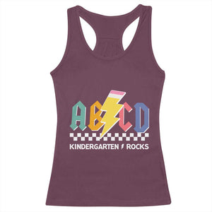 ABCD Kindergarten Rock And Roll Racerback Tank Top Teachers Back To School TS11 Maroon Print Your Wear