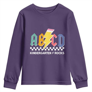 ABCD Kindergarten Rock And Roll Youth Sweatshirt Teachers Back To School TS11 Purple Print Your Wear