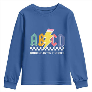 ABCD Kindergarten Rock And Roll Youth Sweatshirt Teachers Back To School TS11 Royal Blue Print Your Wear